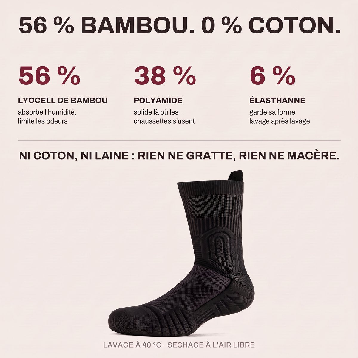 56 % bambou, 0 % coton